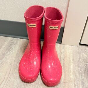 Girl pink glitter Hunter Boots us 2b